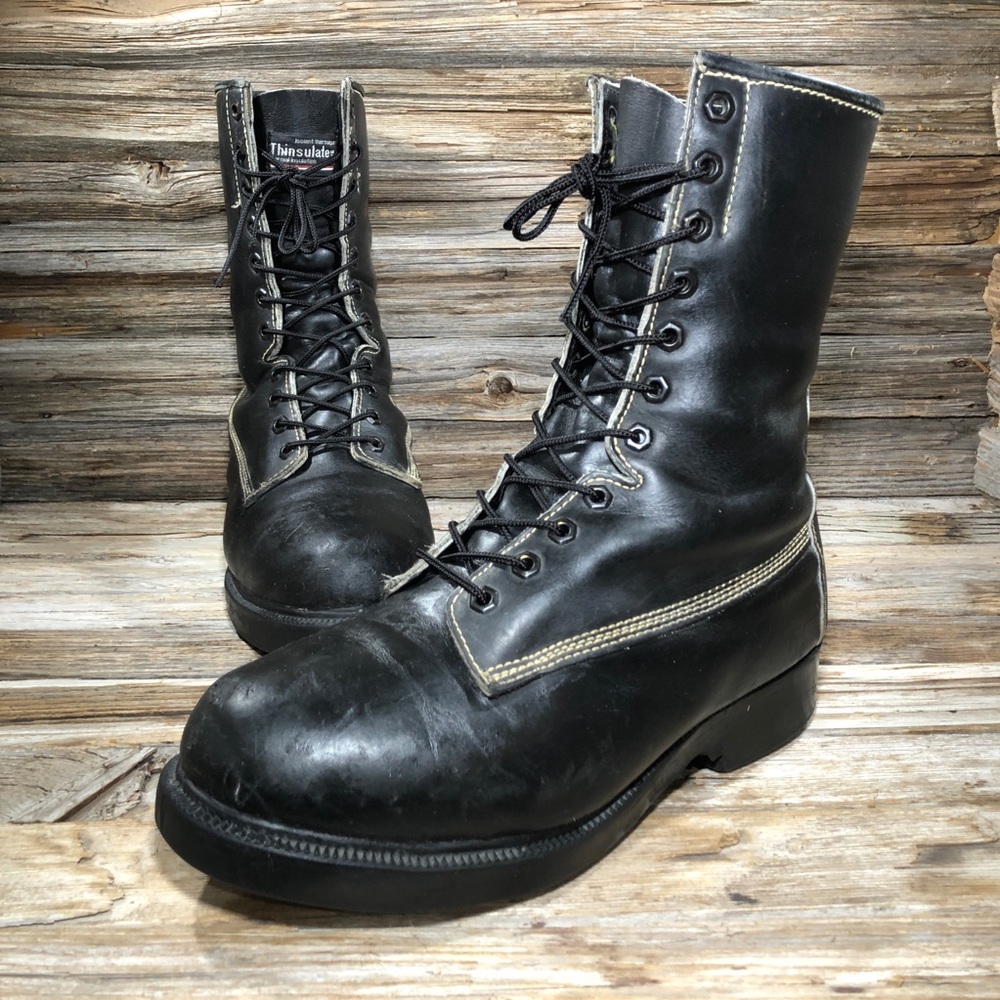 Danner? Matterhorn? Thinsulate Black Leather Steel Toe Military Boots Men US 10 - Picture 1 of 11
